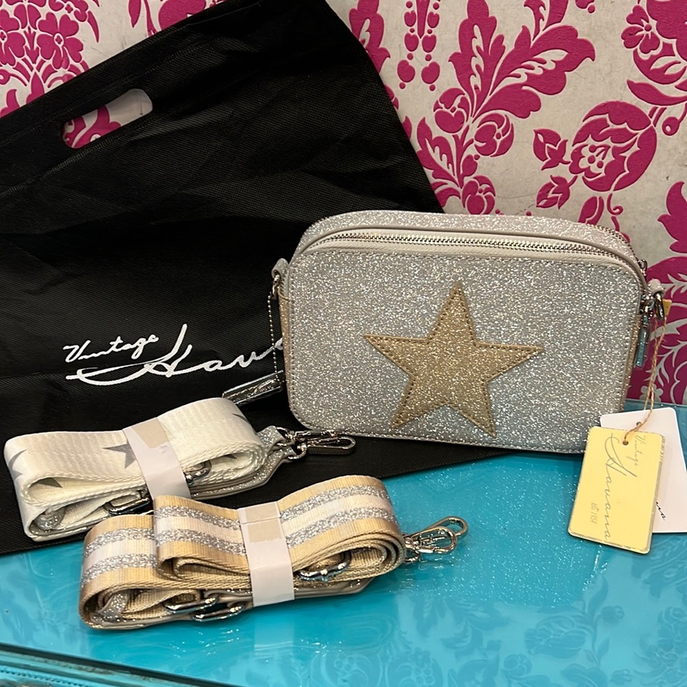 Vintage Havana Handbag Silver/Gold Metallic